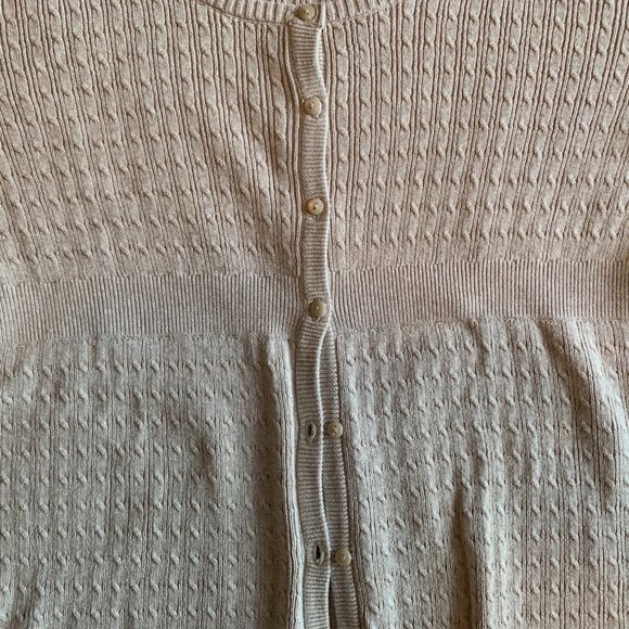 2/$20 Bay Studio Oatmeal color 3/4 Sleeve Cardigan - Size Medium - Picture 3 of 7